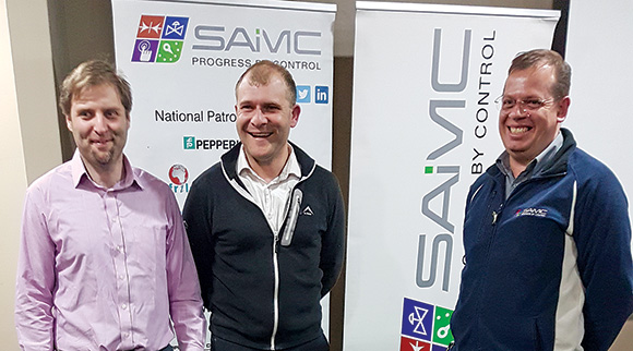 Left to right: Dr Eugene Golovins, NMISA/DCLF Electrical; Lloyd Townsend, WIKA Instruments; and Petrus Klopper, chairman Tshwane branch. 